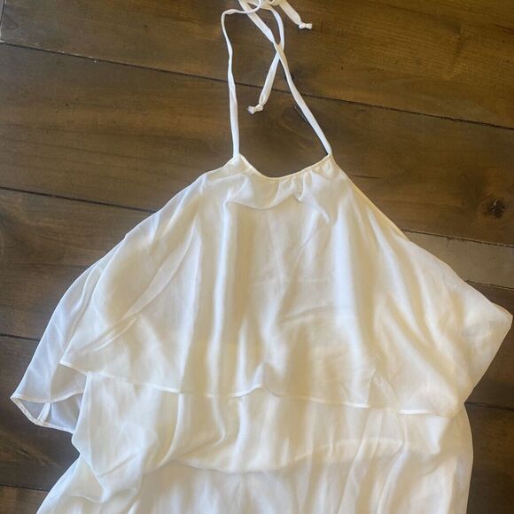 Show Me Your Mumu White Maxi chiffon Halter Tie maxi Dress Amanda Maxi NEW Large - Picture 2 of 6